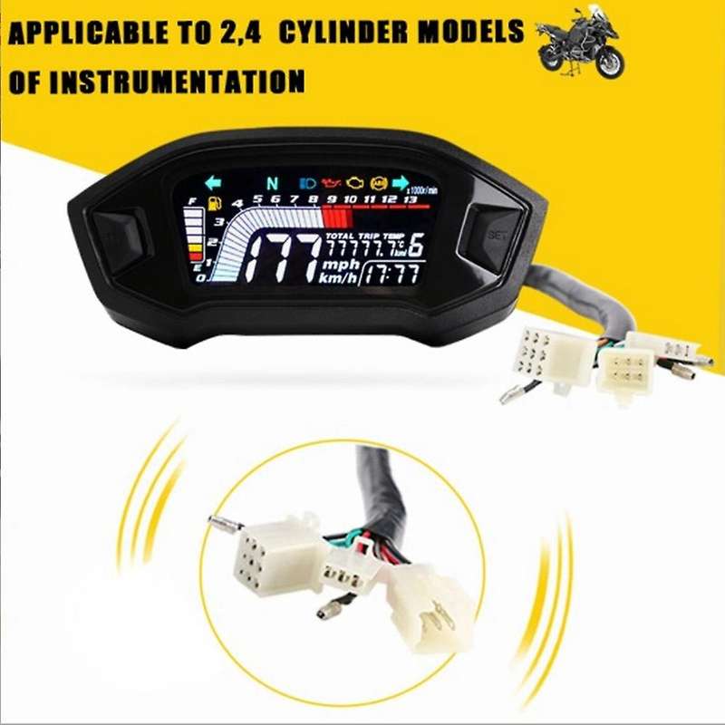 Motorcycle Lcd Odometer Led Adjustable Speedometer for 1,2,4 Cylinder