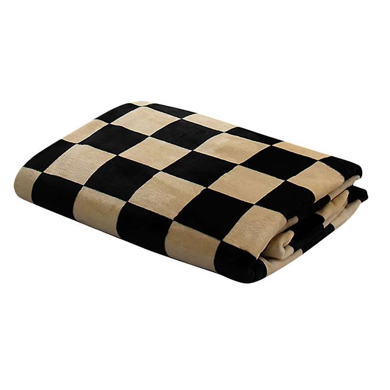 Retro Checkerboard Flannel Blanket Sleeping Four Seasons Cover D