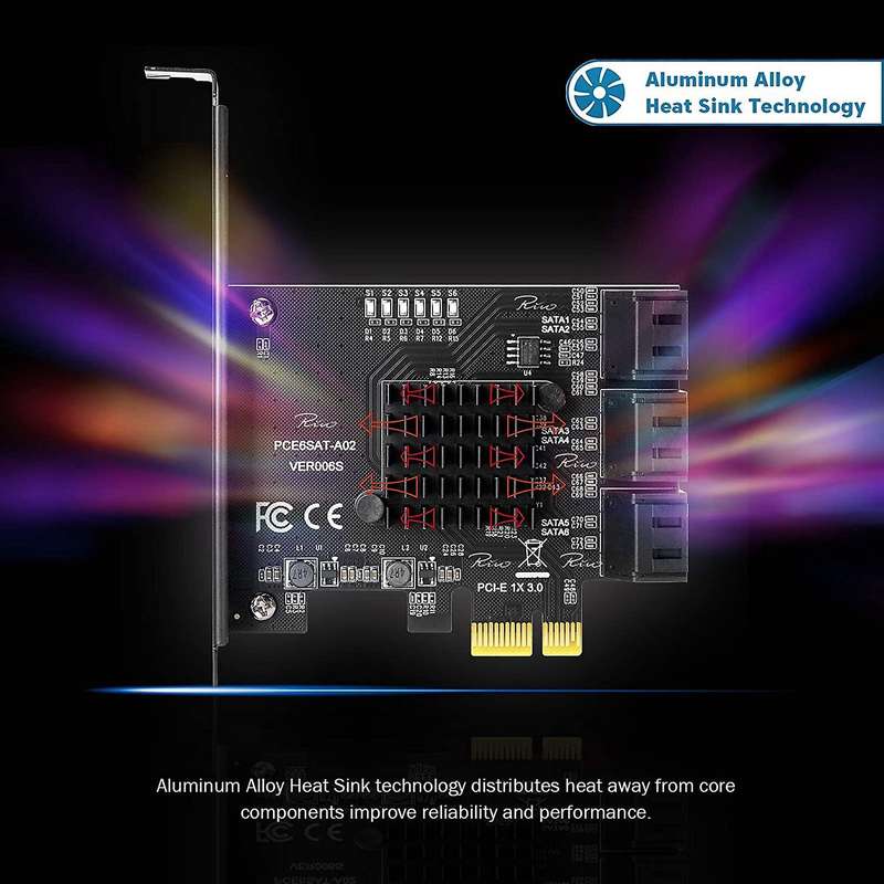 Pcie Sata Card, 6 Port, Sata Controller Expansion Card