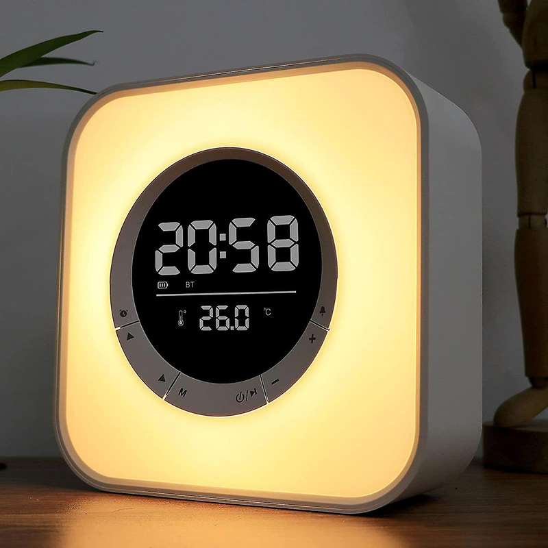 Bluetooth Speaker Alarm Clock with 10 Colors Night Light Dimmable