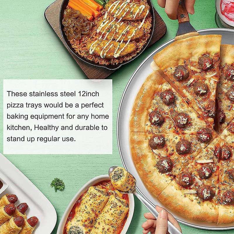 4 Pack 12 Inch Stainless Steel Pizza Baking Tray,for Baking Roasting
