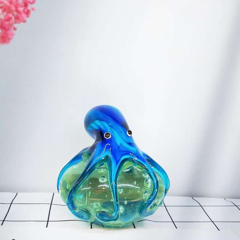 1pcs Glass Octopus Ornament Animal Figurine Collection Showpiece