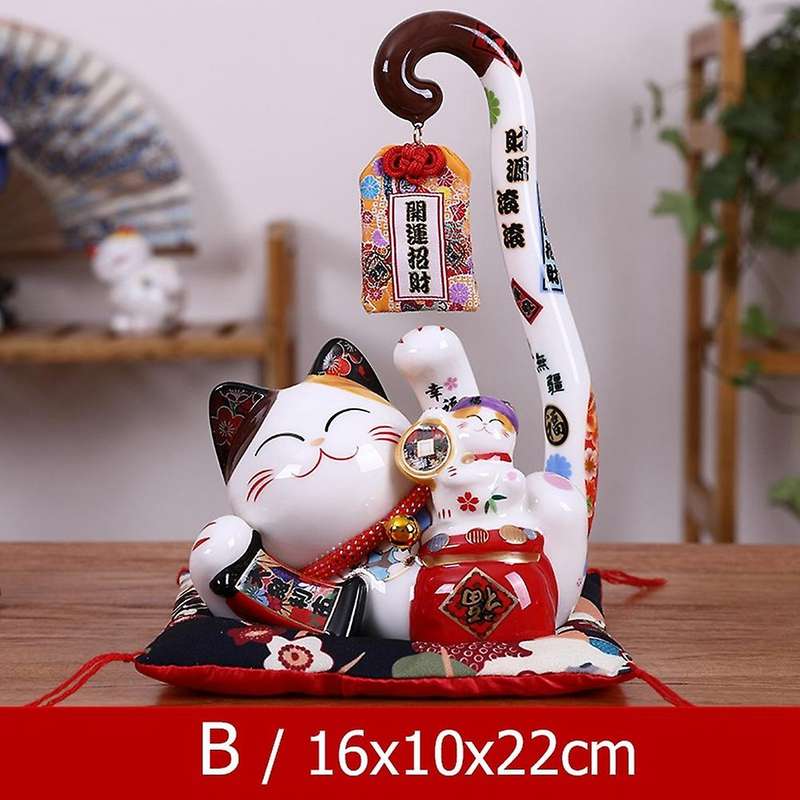 8.6 Inch Ceramic Maneki Neko Lucky Cat Money Box Coin Bank ,b