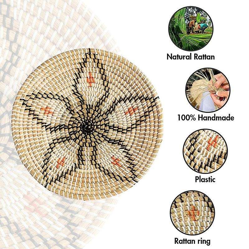 Wall Basket Decor Set- Wicker Wall Art- Woven Fruit Basket- Hanging