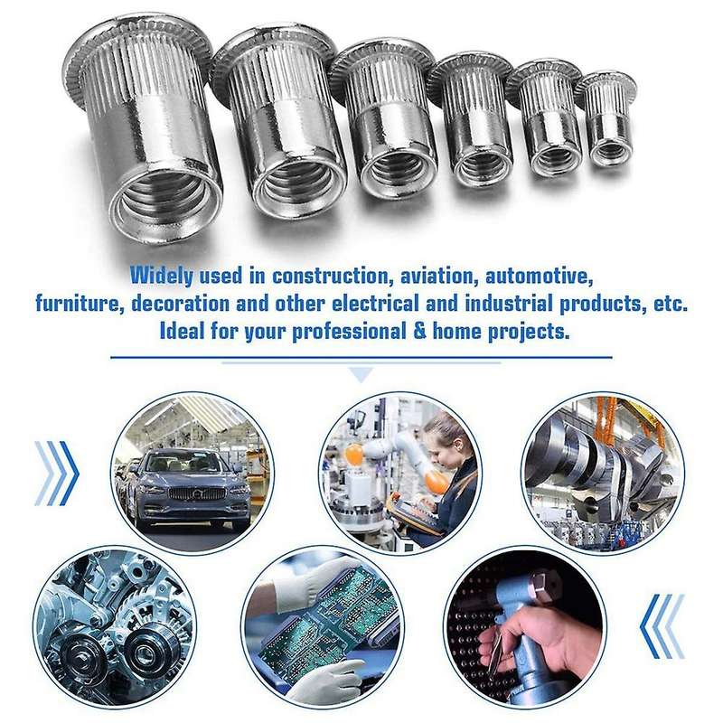 400pcs Stainless Steel Rivet Nuts Flat Head Threaded Insert Nutsert