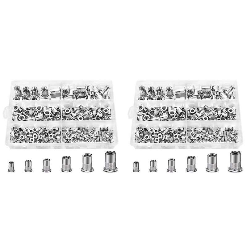 400pcs Stainless Steel Rivet Nuts Flat Head Threaded Insert Nutsert