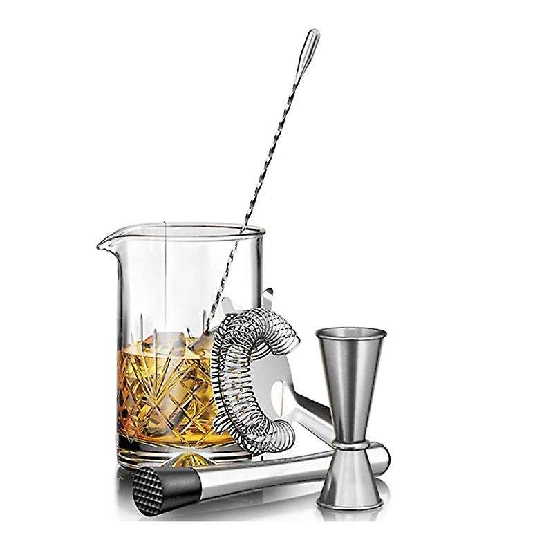 Crystal Cocktail Mixing Glass Set - 5 Piece -450ml Thick Bottom Glass