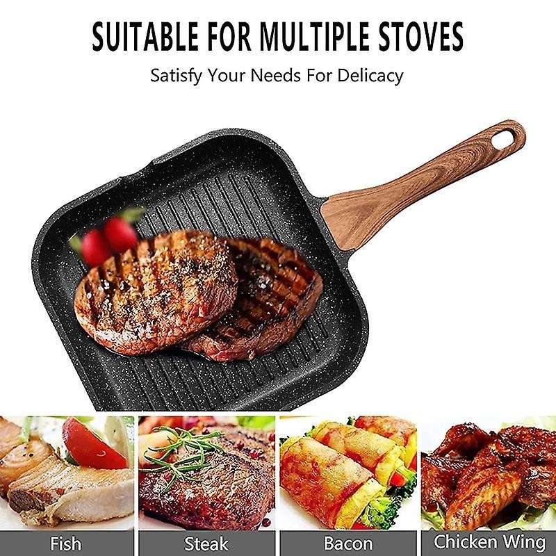 Grill Pan for Stove Tops Nonstick Square Griddle Pan, 10 Inch