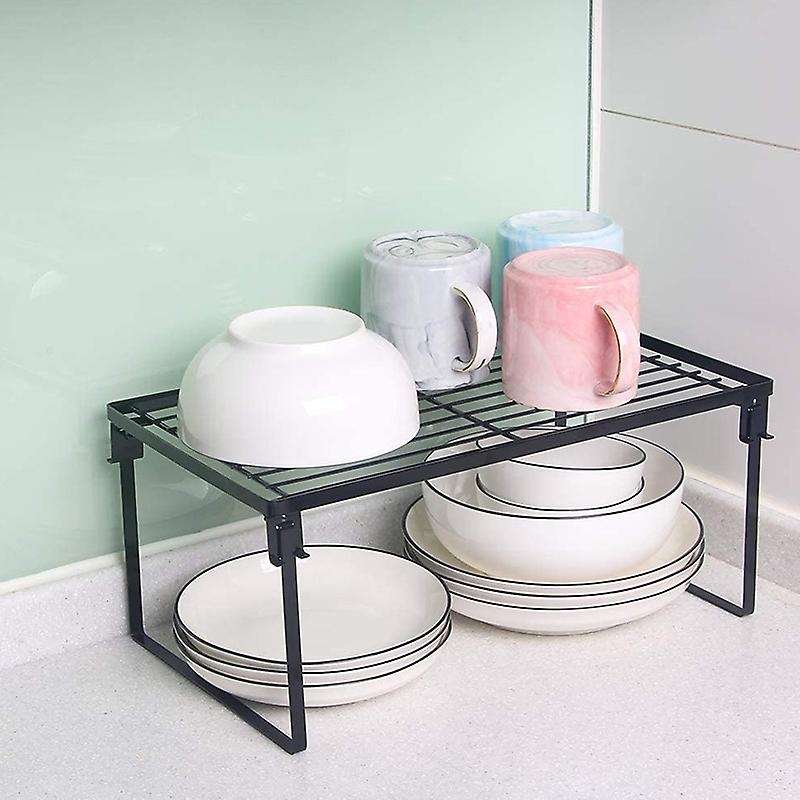 2 Pack Stackable Kitchen Storage Shelf Rack, Foldable Spice Shelves
