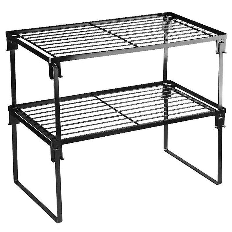 2 Pack Stackable Kitchen Storage Shelf Rack, Foldable Spice Shelves