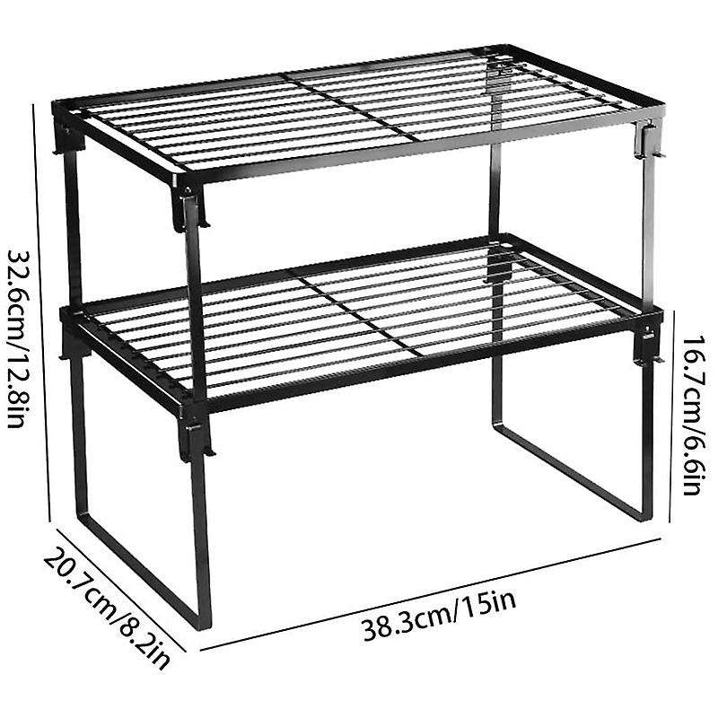 2 Pack Stackable Kitchen Storage Shelf Rack, Foldable Spice Shelves