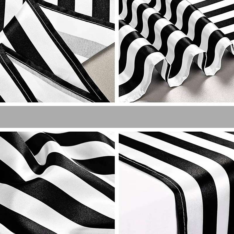 10 Pack Table Runner Polyester Decor Classic Black and White Striped