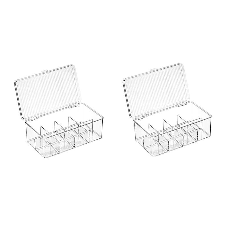 2 Pack Stackable Plastic Tea Bag Organizer - Storage Bin Box