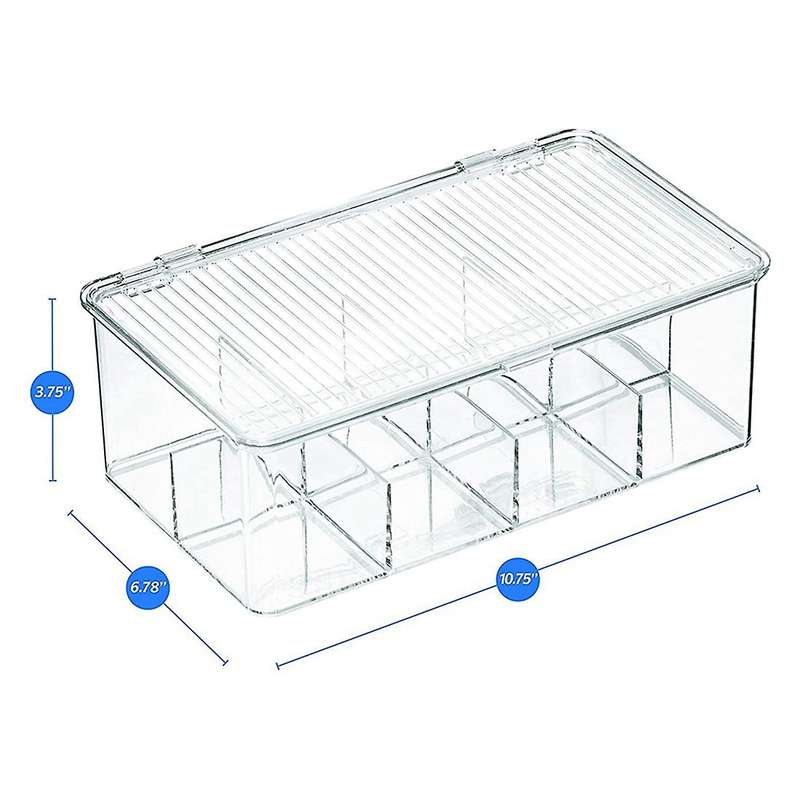 2 Pack Stackable Plastic Tea Bag Organizer - Storage Bin Box