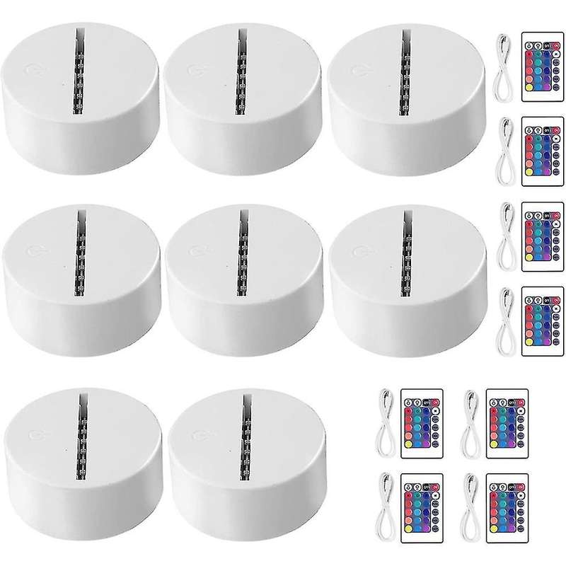 8pack 3d Night Led Light Lamp Base 16 Colors Led Light Display White
