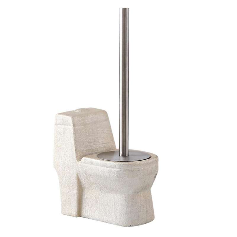 Handmade Toilet Brush Holder Set Ceramic Long Handle Champagne Gold