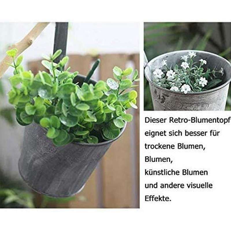 6 Pack Flower Pots with Hooks Metal Gray for Outdoor Balcony Decor