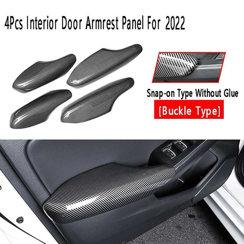 4pcs Carbon Black Car Door Armrest Panel Frame for Honda Civic 2022