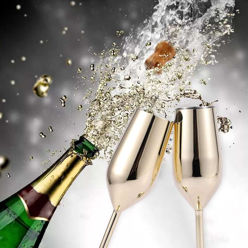 4pcs/set Shatterproof Stainless Champagne Glasses Brushed Drink Cup