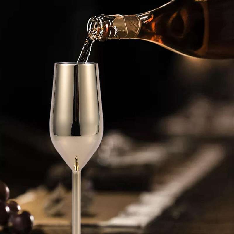 4pcs/set Shatterproof Stainless Champagne Glasses Brushed Drink Cup