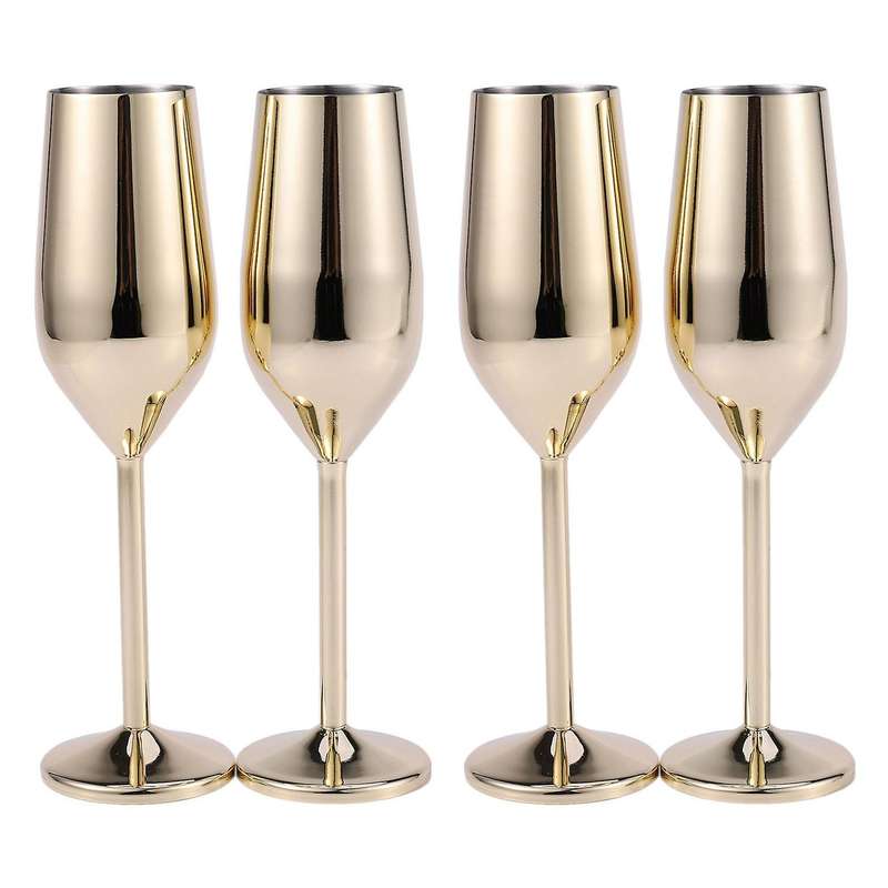 4pcs/set Shatterproof Stainless Champagne Glasses Brushed Drink Cup