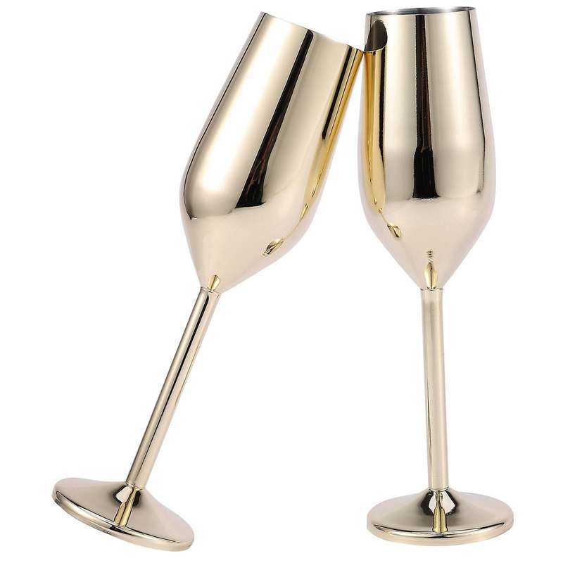 4pcs/set Shatterproof Stainless Champagne Glasses Brushed Drink Cup