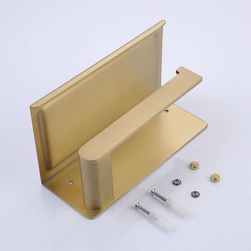 Brushed Gold Storage Paper Towel Rack Perforated Toilet Rack