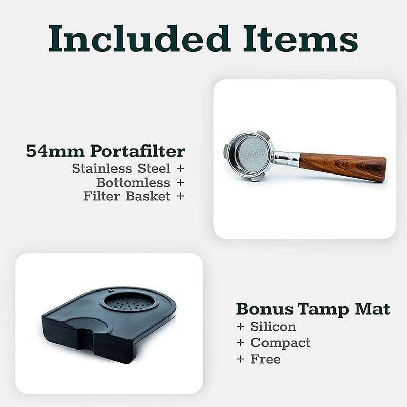 Coffee 54mm Bottomless Portafilter with Tamp Mat for Breville Barista