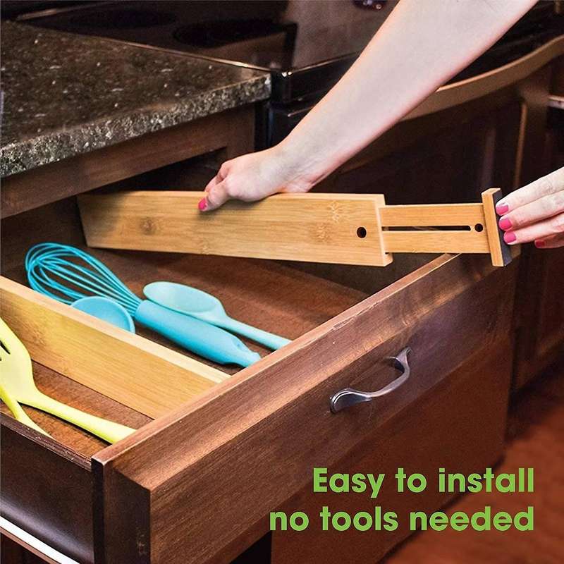 Drawer Divider Bamboo (43-56 Cm) Dresser Desk Organization System