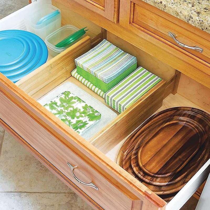 Drawer Divider Bamboo (43-56 Cm) Dresser Desk Organization System