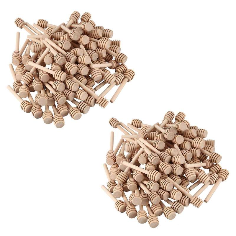 100 Pack Of Mini 3 Inch Wood Honey Dipper Sticks