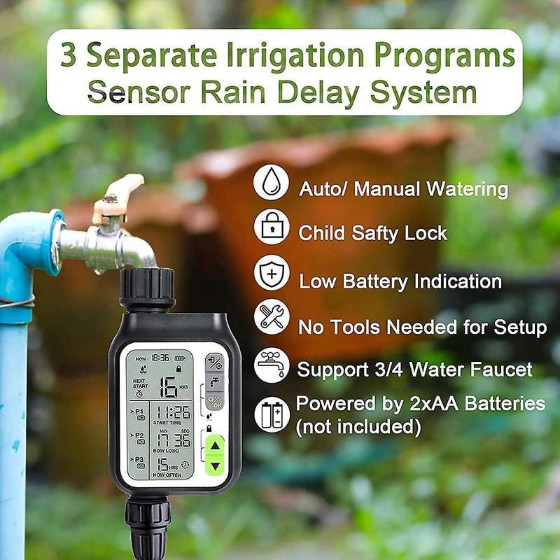 Rain Sensor Hose Timer, Watering Timer with 3 Separate Programs