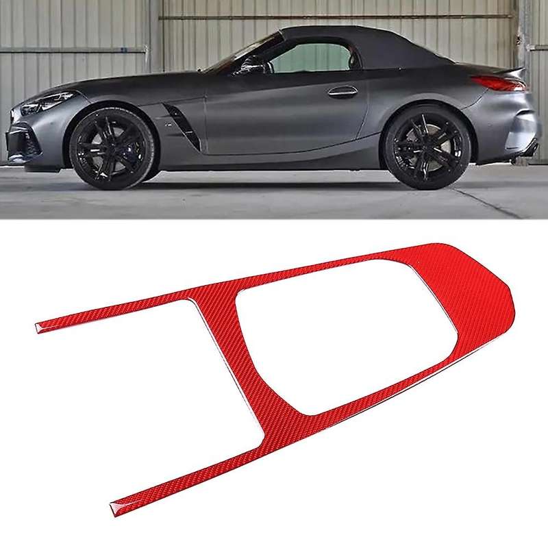 Car Soft Carbon Fiber Central Control Gear Panel Cover Trim Red