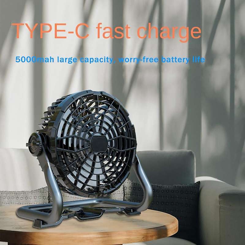 Outdoor Floor Fan Portable with Led Light Adjustment for Garage B