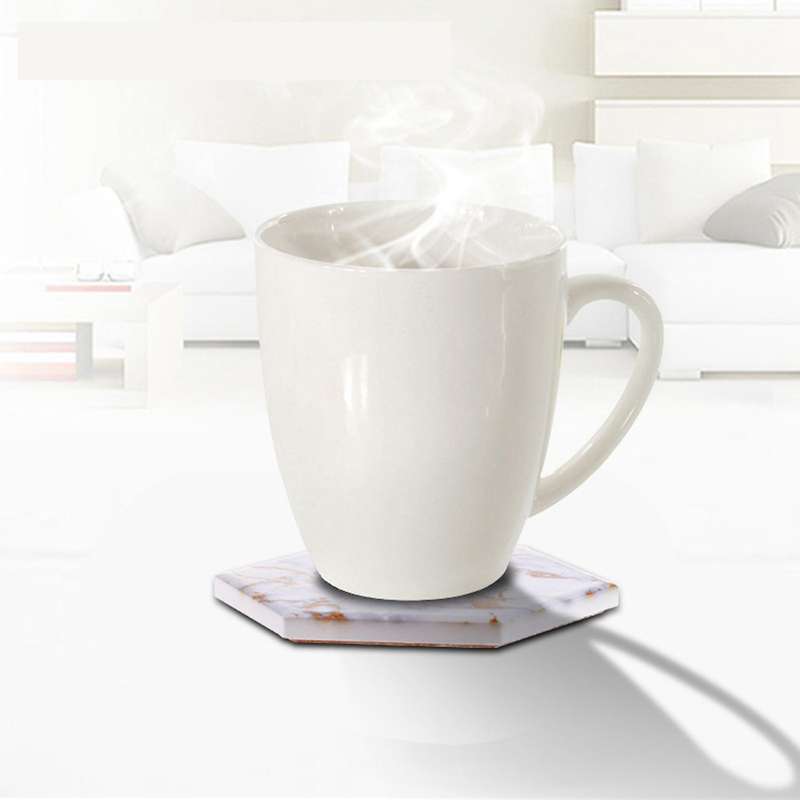 6pcs Coasters for Drinks Absorbent with Marble Ceramic Coaster Set