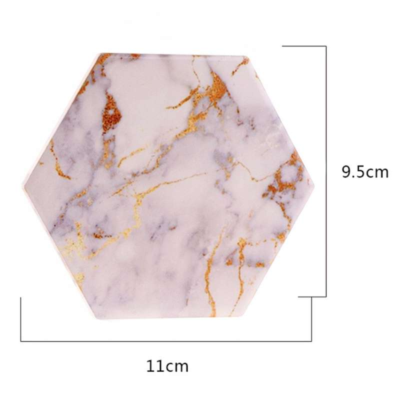 6pcs Coasters for Drinks Absorbent with Marble Ceramic Coaster Set