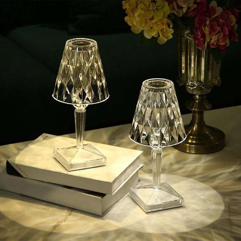 2x Diamond Table Lamp Usb Rechargeable Acrylic Decoration Desk Lamps