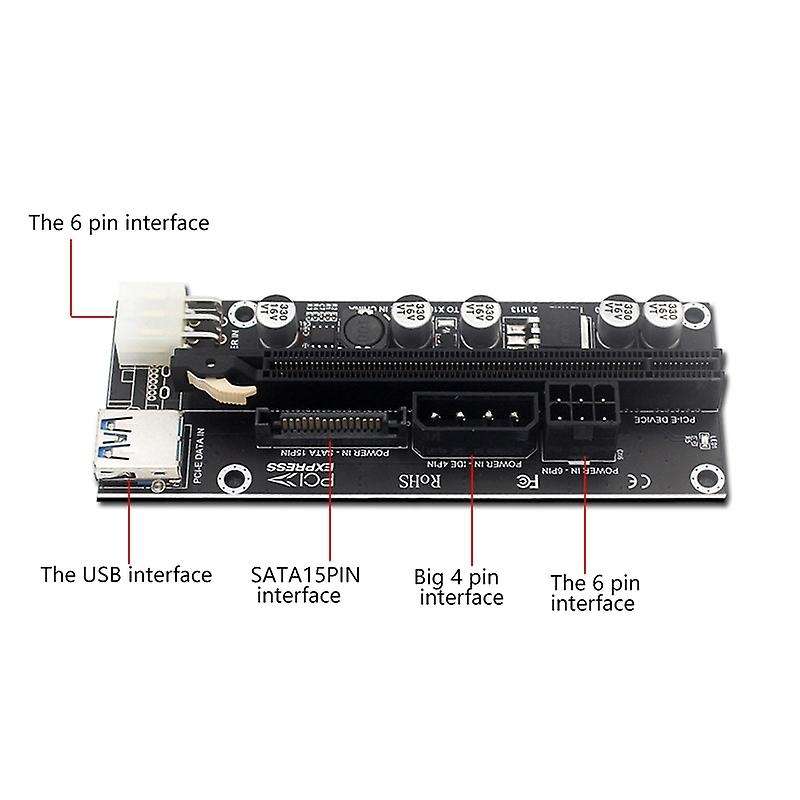 Pcie Extension Cable X1 to X16 Adapter Card 6pin Interface
