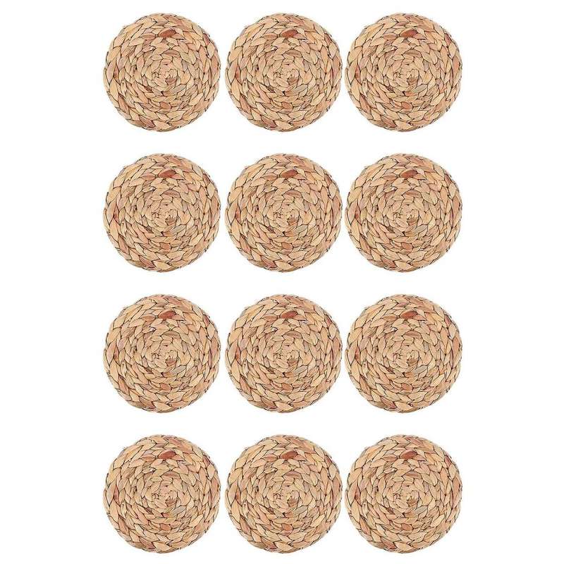 6pack Round for Dining Table, 7.8 Inch Straw Braided Placemat