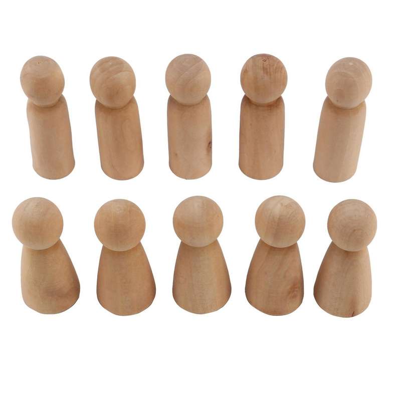 100 Pieces 65 Mm Unfinished Wooden Peg Dolls Decorations,wood Color