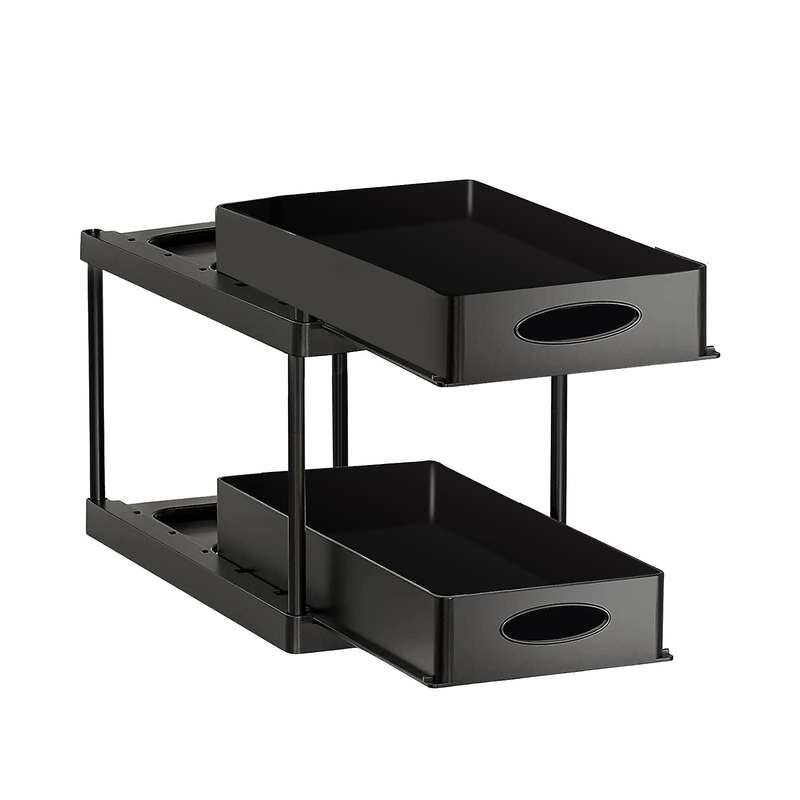 Under Cabinet Basket Organizer, 2 Tier Storage for Bathroom Kitchen