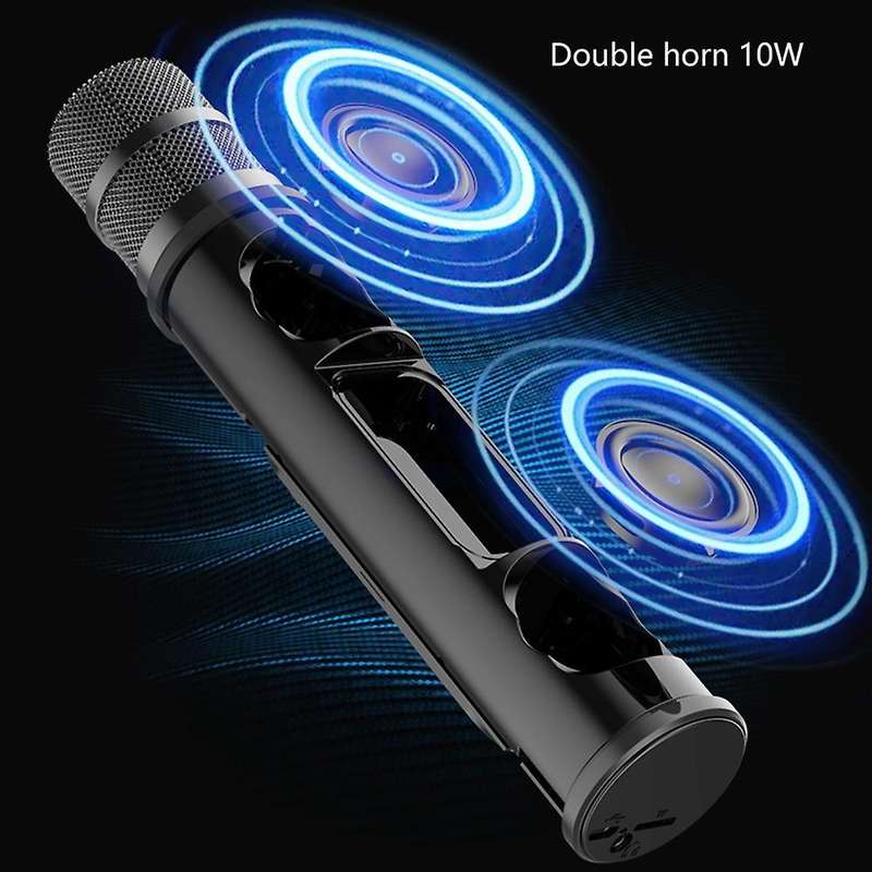 Bluetooth Mic Dsp Karaoke Dual Speake for Pc Iphone Android Gold