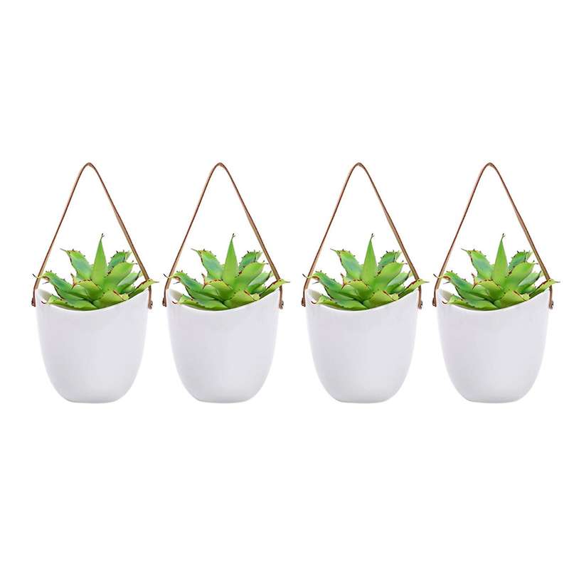 2pcs Wall Planters White Ceramic Set Large Indoor Outdoor Flower Pots