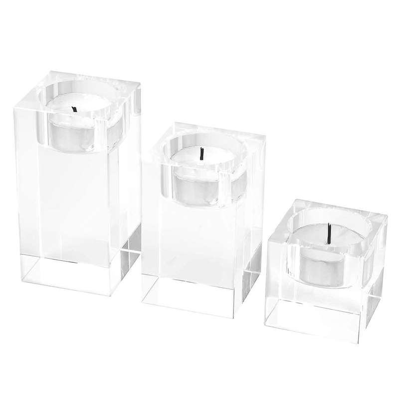 Set Of 3 Crystal Glass Tealights Candleholder for Home Decor