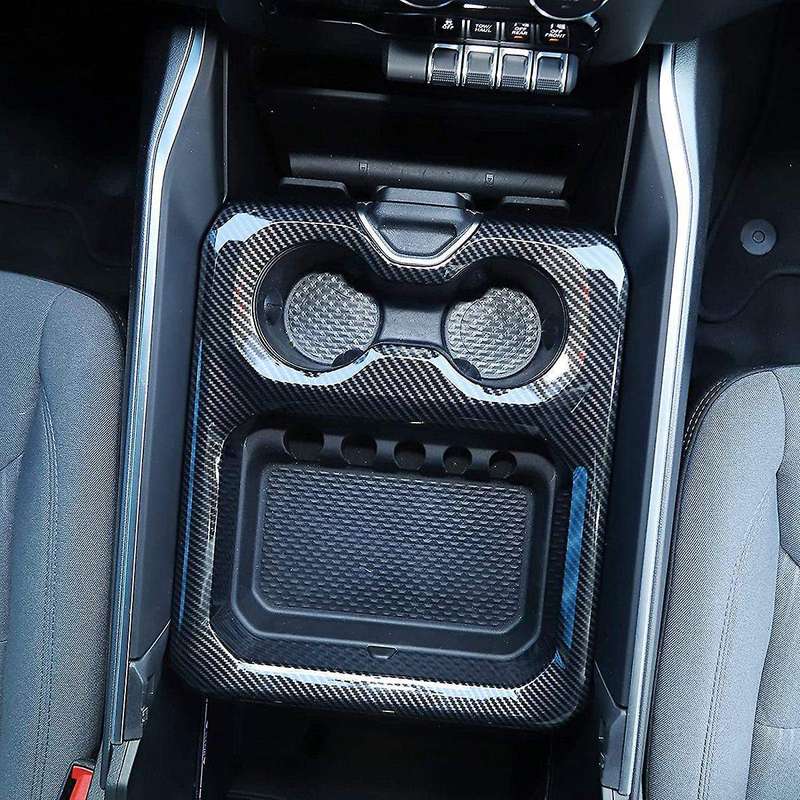 Carbon Fiber Console Armrest Cup Holder Organizer Storage Trim Cover