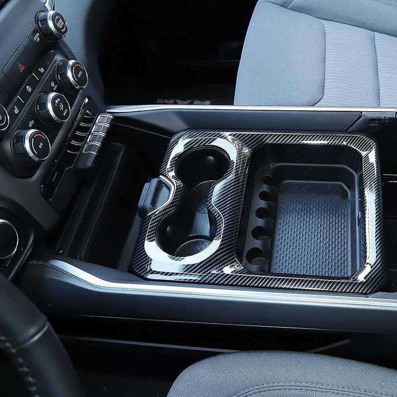 Carbon Fiber Console Armrest Cup Holder Organizer Storage Trim Cover
