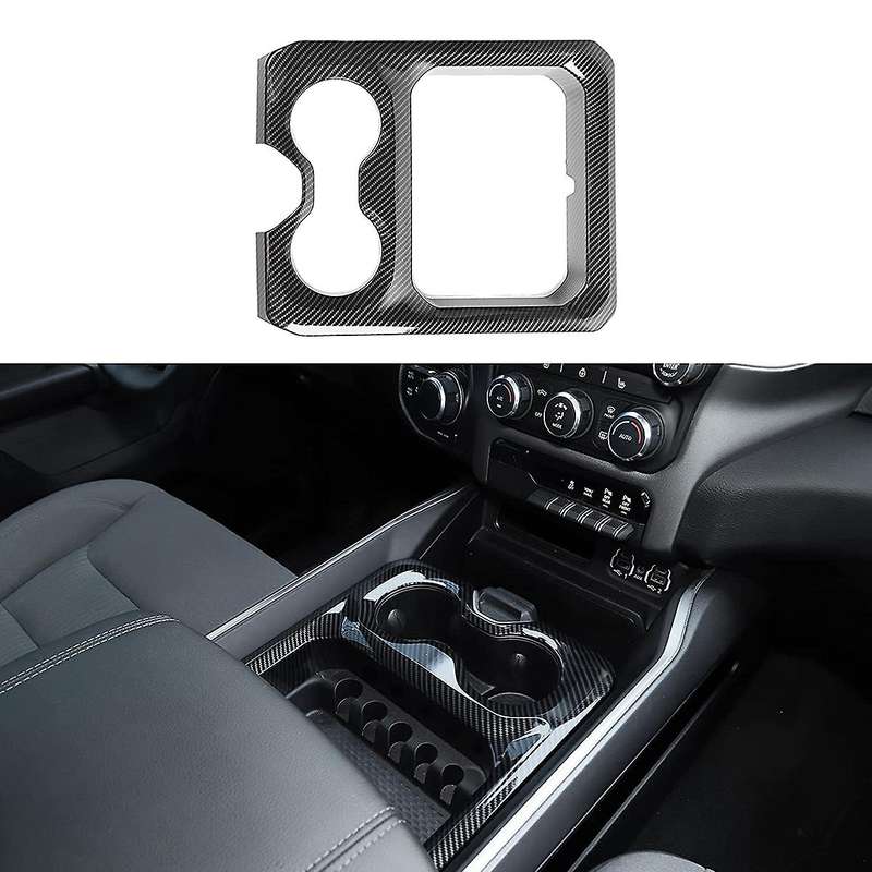 Carbon Fiber Console Armrest Cup Holder Organizer Storage Trim Cover
