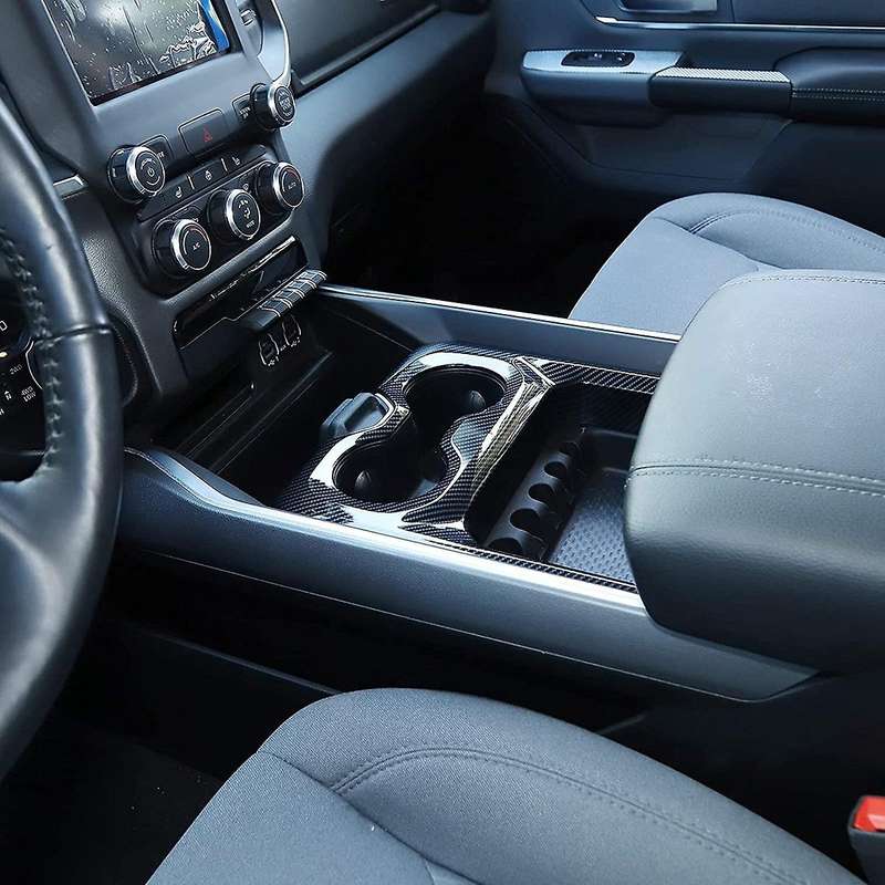 Carbon Fiber Console Armrest Cup Holder Organizer Storage Trim Cover