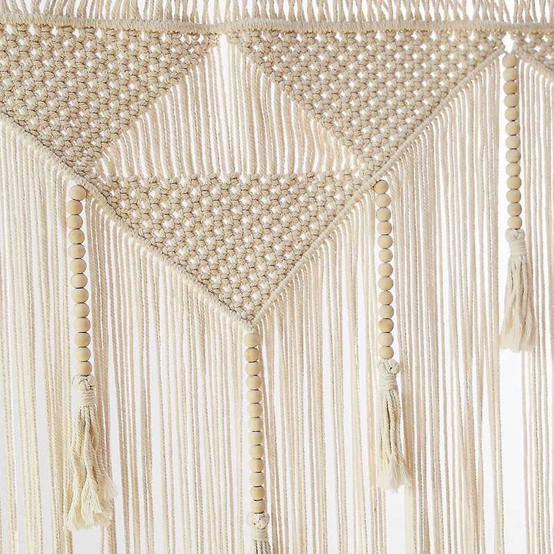 Macrame Wall Hanging Tapestry, Beige White (wood Stick Not Included)