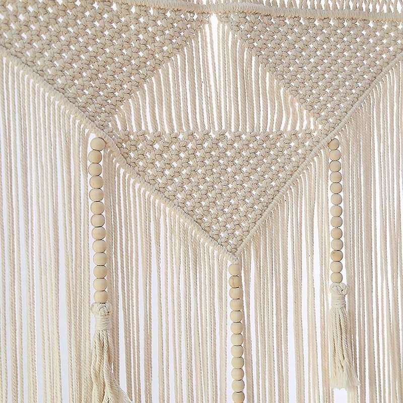 Macrame Wall Hanging Tapestry, Beige White (wood Stick Not Included)